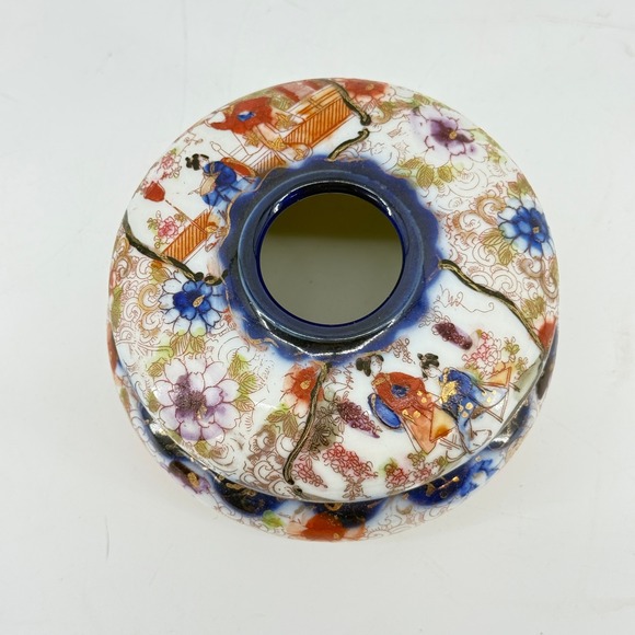 Unbranded Other - Vintage Porcelain Hair Receiver | Asian Hand Painted Dresser Vanity Jar